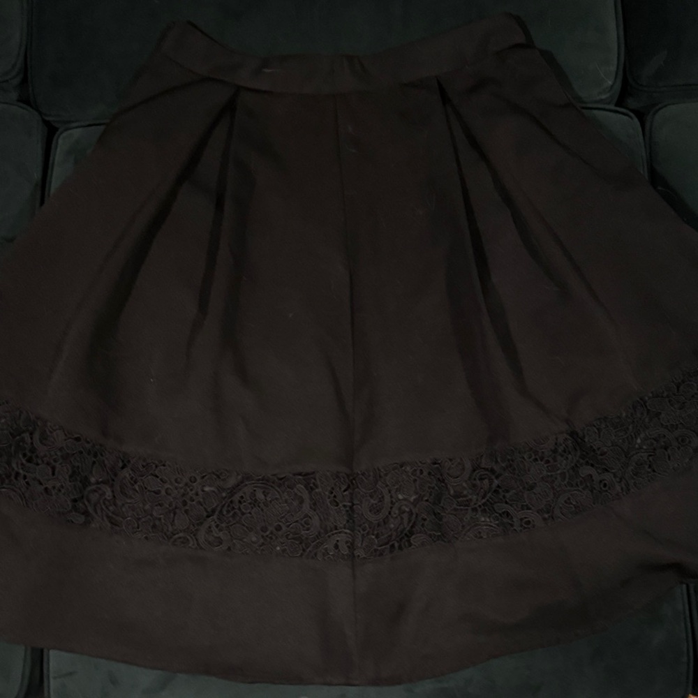 Express Black A-Line Skirt with Lace Detail